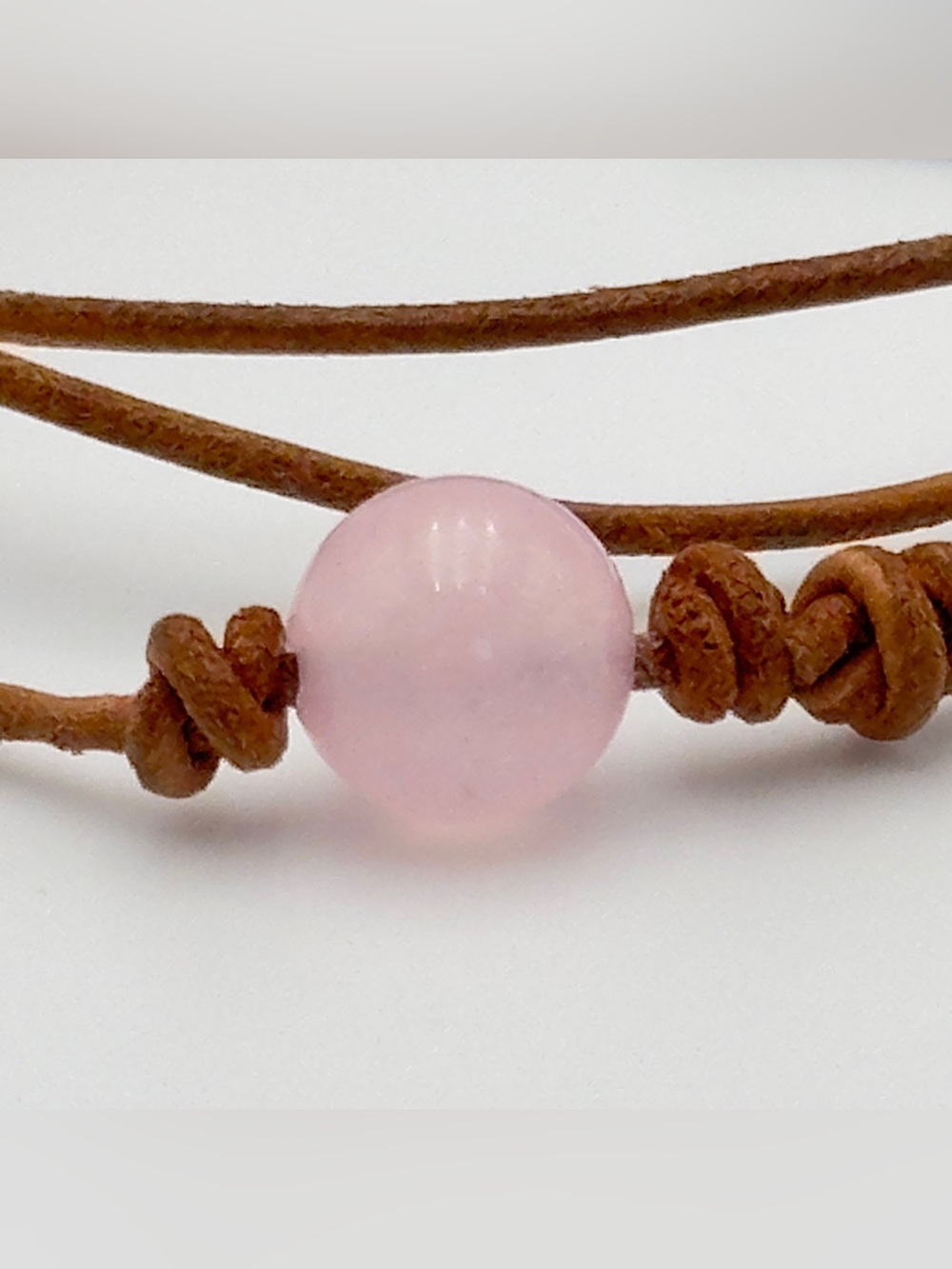 Grand Wailea Maui Resort Rose Quartz Leather Cord Necklace